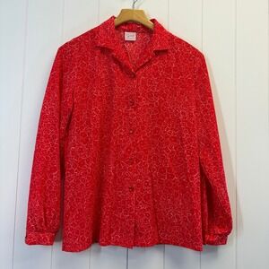 Vintage Graff Californiawear 70s Floral Button Down Top Women Large Grannycore